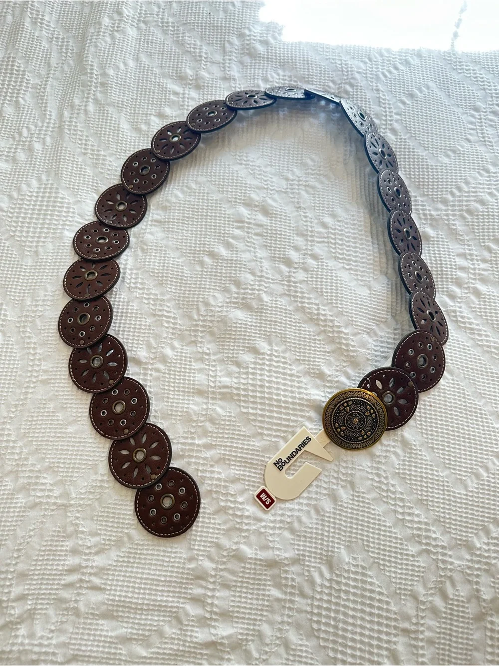 No Boundaries faux Leather Western Brown and Gold Belt NWT